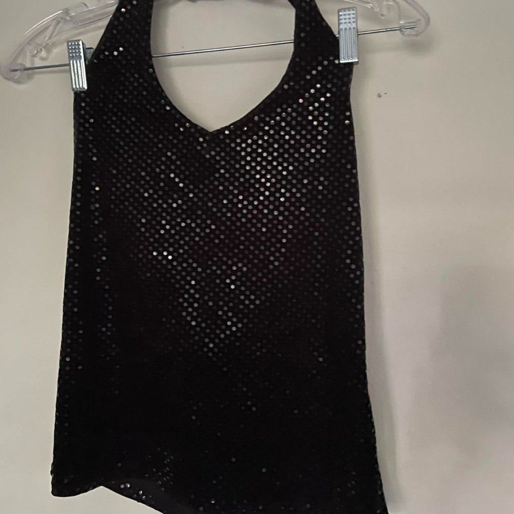 Black Shimmer Halter Top